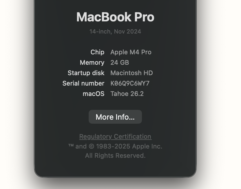 About This Mac showing chip type