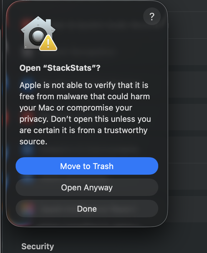 Final Open confirmation dialog